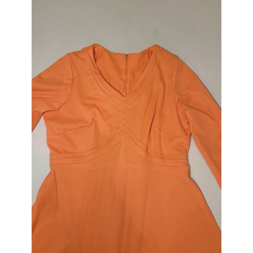 Vintage Lady Laura Toni Todd Neon Orange 70s Maxi Dress L/S - Picture 4 of 16